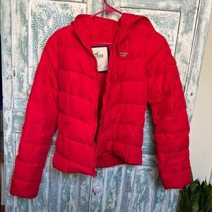 Hollister Vibrant Red Puffer Coat